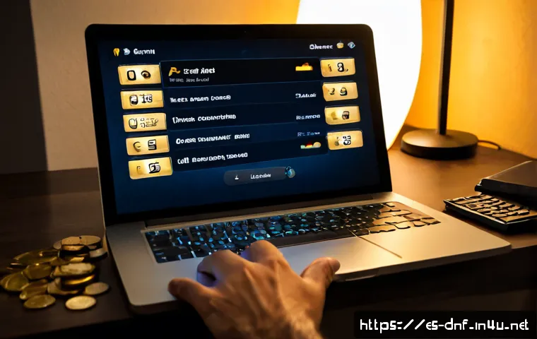 Home 15 던전앤파이터 골드 거래 주의사항 - Photorealistic Spanish gamer at a clean home desk, carefully comparing a secure payment screen on a ...